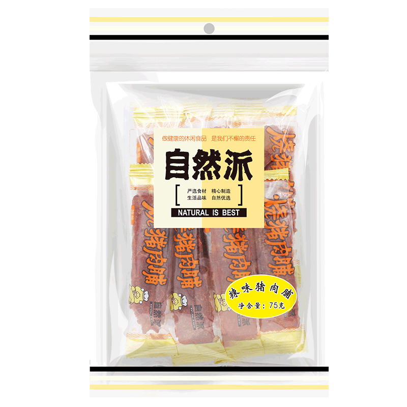 自然派肉干肉脯休闲零食广东老字号特产小吃蜜汁猪肉脯办公室零食75g/袋