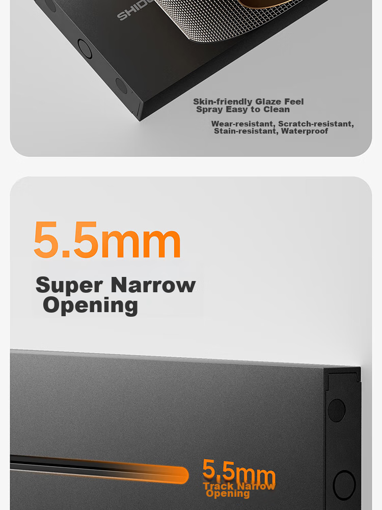 Shidun Track Socket, Kitchen-Specific, No Drilling Required, Ultra-Thin, 50cm, Three Five-Hole Outlets, 8000W Power, Electric Shock Prevention, Aluminum Alloy, Midnight Black, Ultra-Thin Model 14