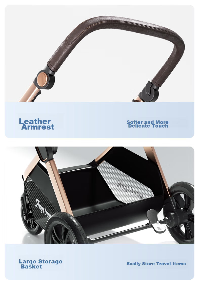 ANGI BABY Stroller with High View, Reversible Seats, Reclining Positions, Shock Absorption, Foldable, Suitable for Newborns to 3 Years Old 28