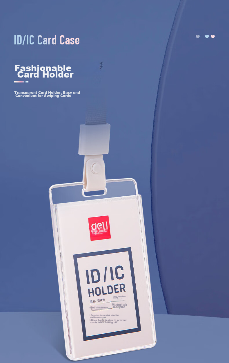 Deli 100 Horizontal Waterproof Work Badge Holder Transparent Employee ID Card Holder Bus Card Holder Meal Card Holder Access Control Subway Card Holder Student Name Tag 5758 1