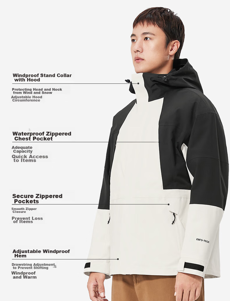 CAMEL Panda Series Three-In Waterproof Jacket for Women, Windproof, Water-Resistant, And Oil-Proof Color Block Coat AA1226a5452 8