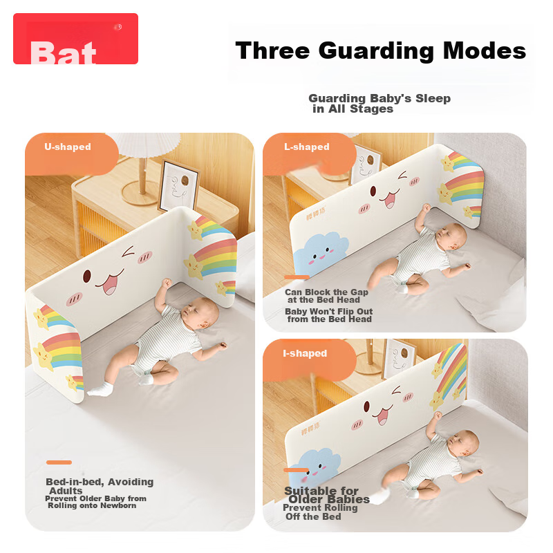 Bangbangzhu Portable Bed Guard, No Installation Required, Baby Fall Prevention Barrier, Foldable Bed Rail, Safety Guard, 1.5 Meters Single-Sided