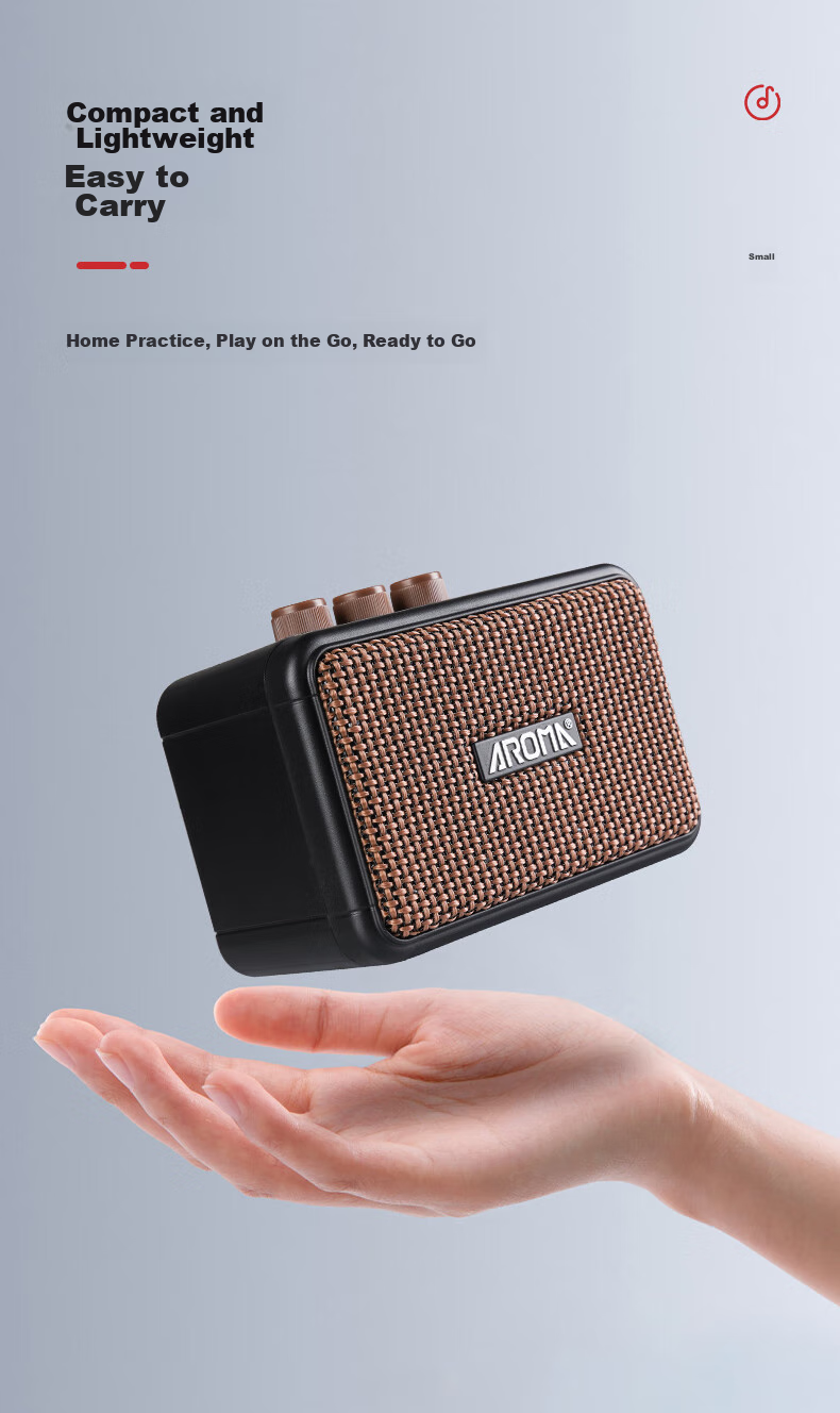AROMA Electric Guitar Mini Speaker, Bluetooth Rechargeable Outdoor Portable Musical Instrument Smart Speaker AG-04 6