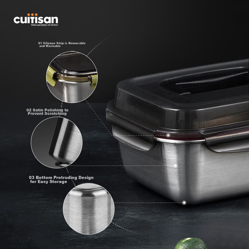 Cuitisan Korean Imported Food-Grade 304 Stainless Steel Lunch Box, Microwave-Safe, Antibacterial, Food Storage Container, 410ml