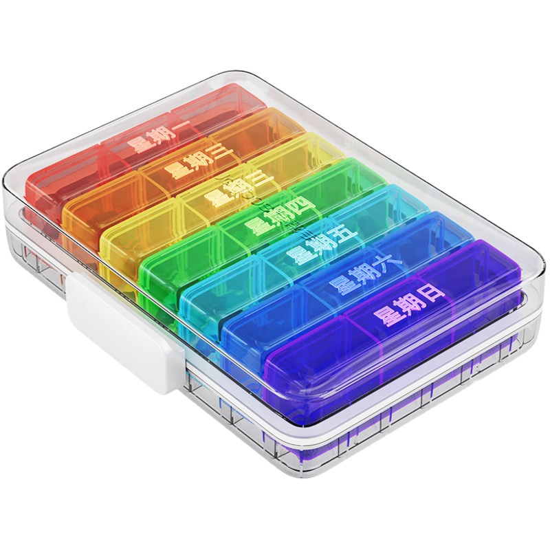 Jiabangshou Pill Organizer Box, Weekly Seven-Day Pill Dispenser, Portable Pill Sorter, Personal Pill Organizer, Storage Box
