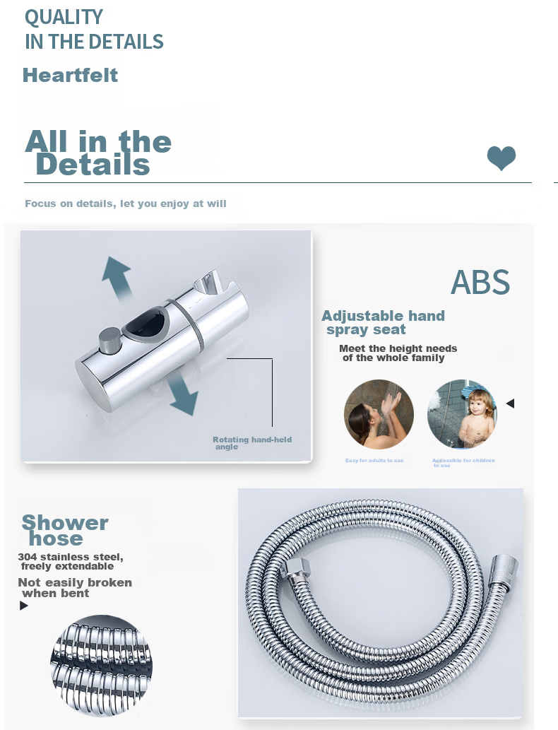 Larsd Surface-Mounted Shower Head Set, Clear Water Pipe Shower System with Copper Body Shower Faucet And Mixing Valve LD5306 15