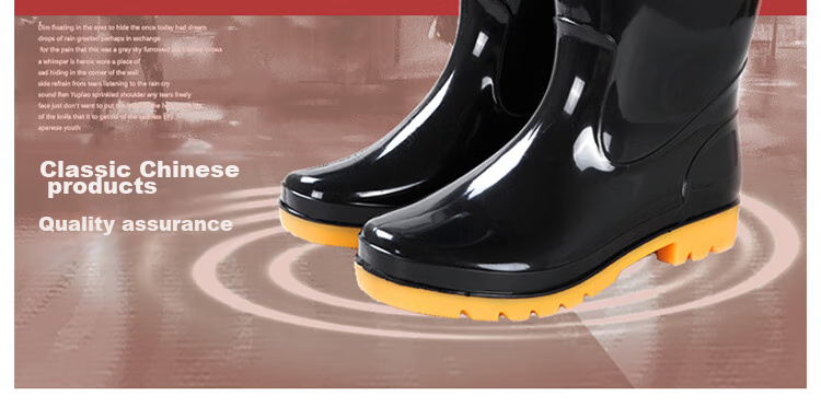 Huili Rain Boots for Men, High-Top Non-Slip Waterproof Shoes, Outdoor Car Washing Rubber Shoes, Fishing Wear-Resistant Rain Boots 07-1 Black Medium Size 39 2