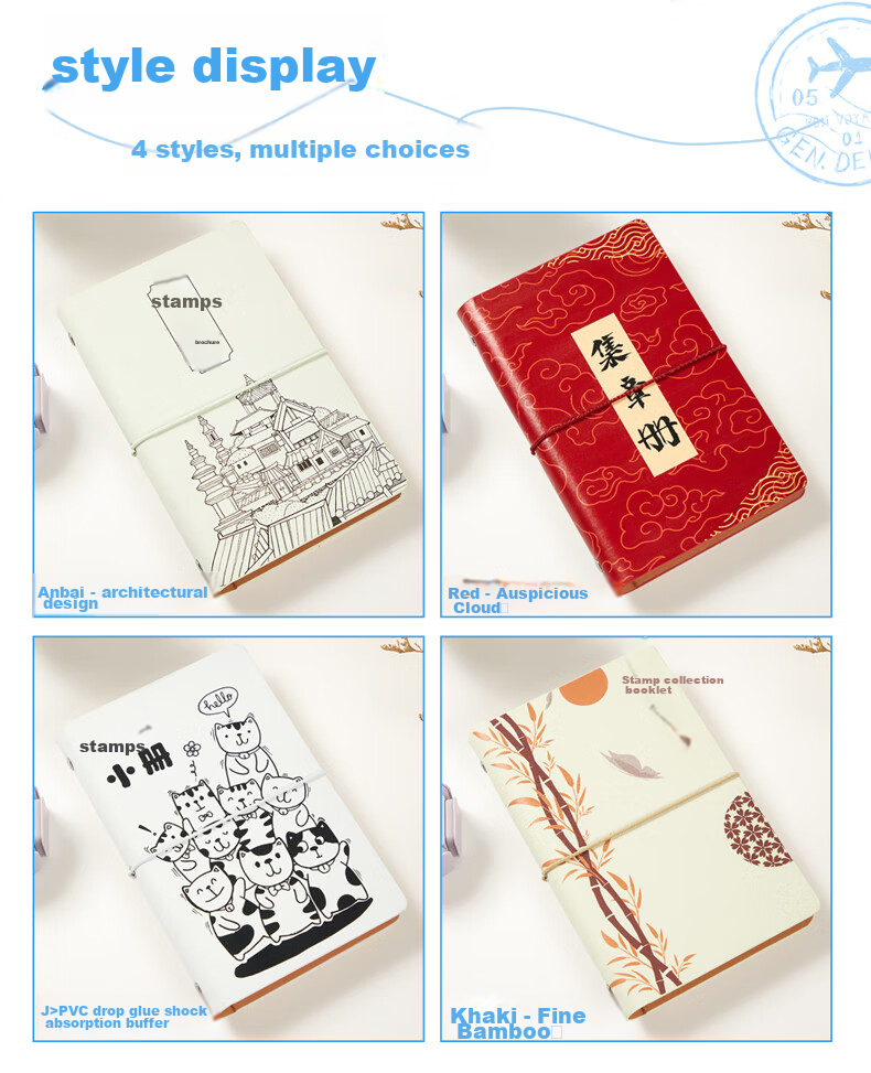 Jiaranheng Travel Stamp Collection Notebook, Blank Pages A6, Stamp Collection Book, Loose-Leaf Notebook, Beijing Palace Museum Tourist Spot Journal, Souvenir, Red 3