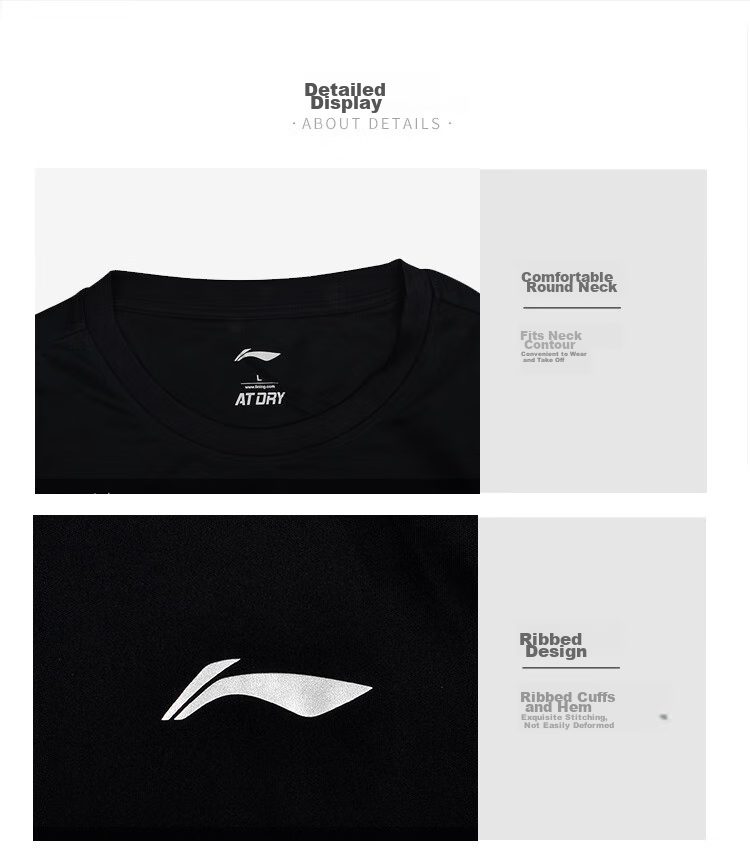 Li-Ning Badminton Short-Sleeve Shirt, Quick-Dry, Elastic, Spring And Summer Wear, Simple Casual Style, Black ATSP416, Size M 17