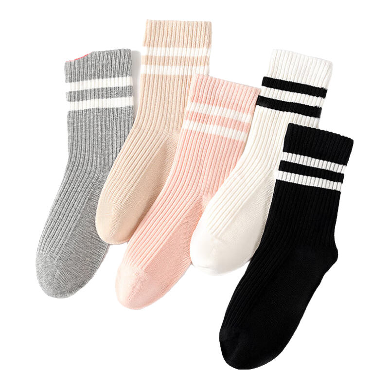 LangSha Children's Socks, Girls' Mid-Calf Cotton Socks for All Seasons, Preppy Style, High Elasticity, Comfortable And Breathable Student Socks, Socks for Older Childre