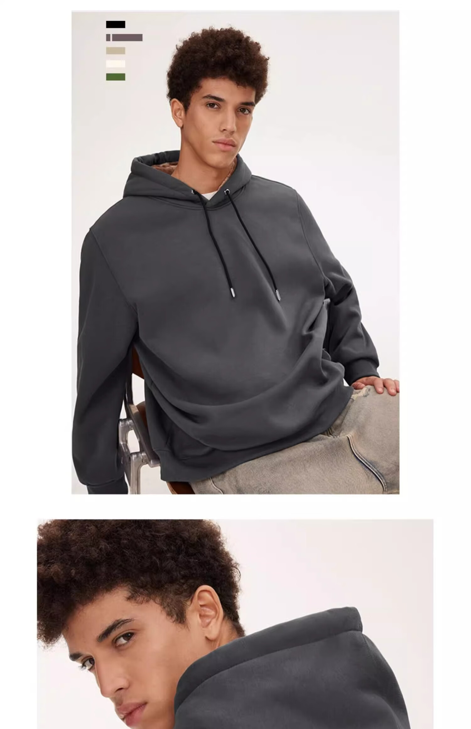 GENIOLAMODE Fleece-Lined Sweatshirt for Men, Winter Thick Warm Casual Loose Hoodie Pullover Trendy for Teenagers, Black, Size L 14