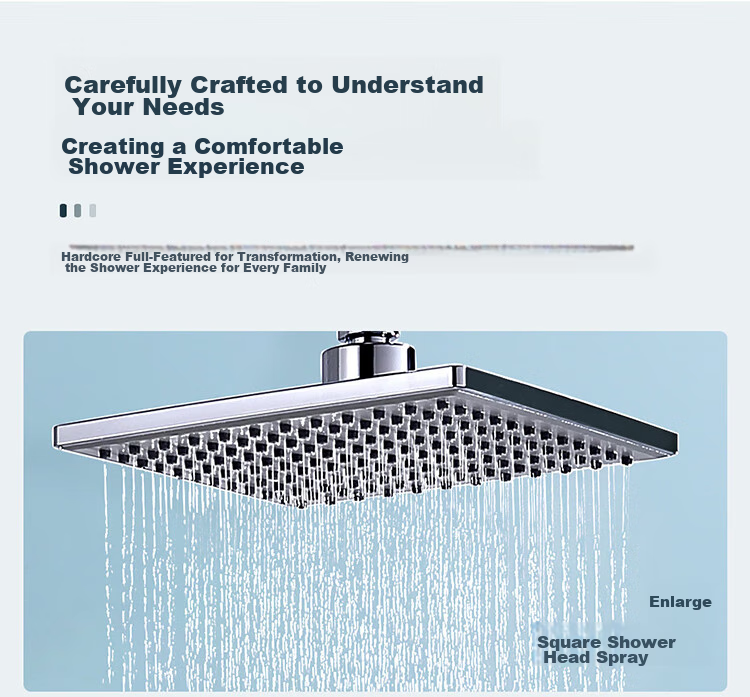Larsd Shower Head Set, Square Spray Gun Shower Head, Silver Shower Faucet, High-Pressure Shower Head Complete Set F816 3