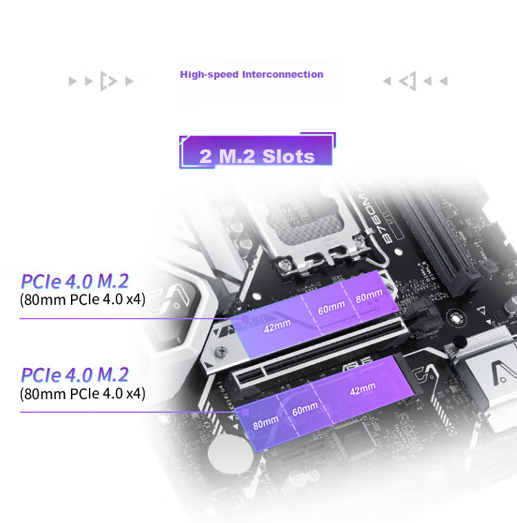 ASUS B760M-AYW WIFI Motherboard, Supports DDR5 CPU 14600KF/12600KF/12490F (Intel B760/LGA 1700) 6