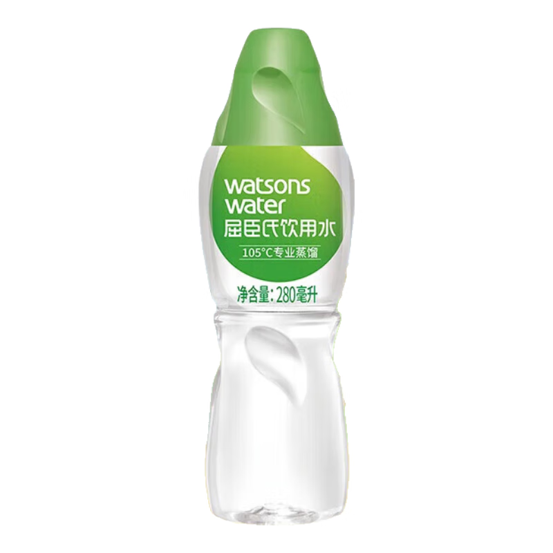 屈臣氏蒸馏水纯净水280ml*35瓶整箱装小瓶装水饮用水会议出行敷脸水疗