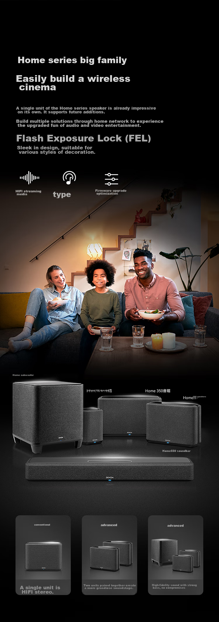 DENON HOME 250 Wireless Hi-Fi Speaker, Desktop Mini Speaker, WiFi Bluetooth USB Stereo Pairing Aux And Multi-Room Music, Black 6