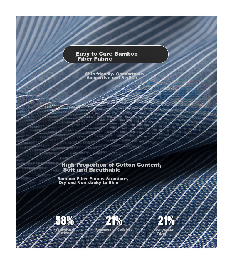 BLACKMONDAY [Easy-Care] Striped Shirt for Men, Spring And Autumn Business Casual Wrinkle-Resistant Non-Iron Long-Sleeve Dress Shirt 3