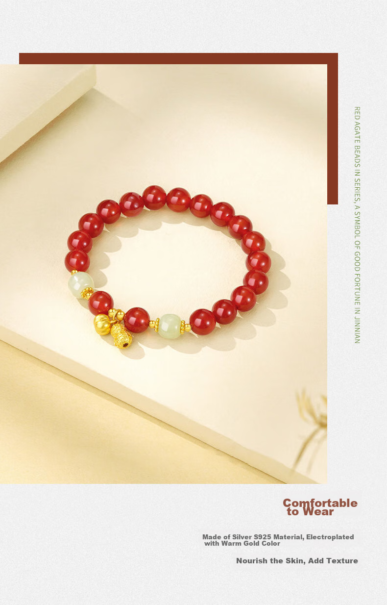 CHOW TAI SENG, Good Things Happen Red Agate Bracelet Silver Bracelet for Women, 2026 New Style, Zodiac Year Gift for Ladies, Birthday Present 6
