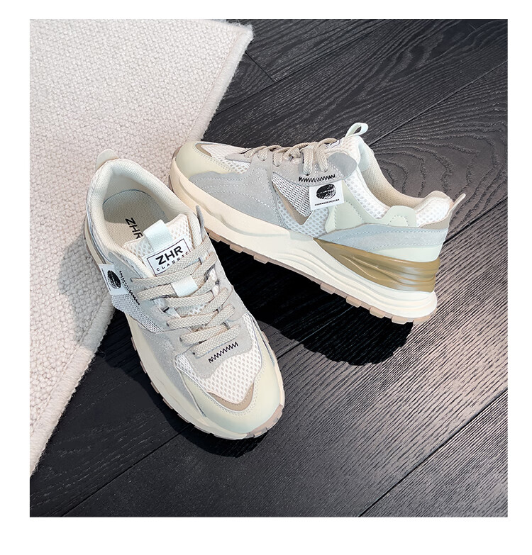 ZHR Dad Shoes for Women, Couples' Thick-Soled Heightening Casual Shoes, Fashionable Sports Shoes for Men And Women, G666 Gray Blue, Size 38 26