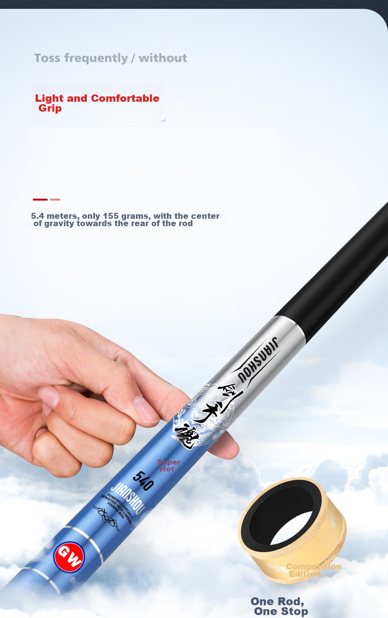 GW Fishing Rod Jian Shou Hun, 6.3 Meters, 28 Sections, Carbon Fiber, Versatile for Lake And Reservoir Big Fish Fishing 9