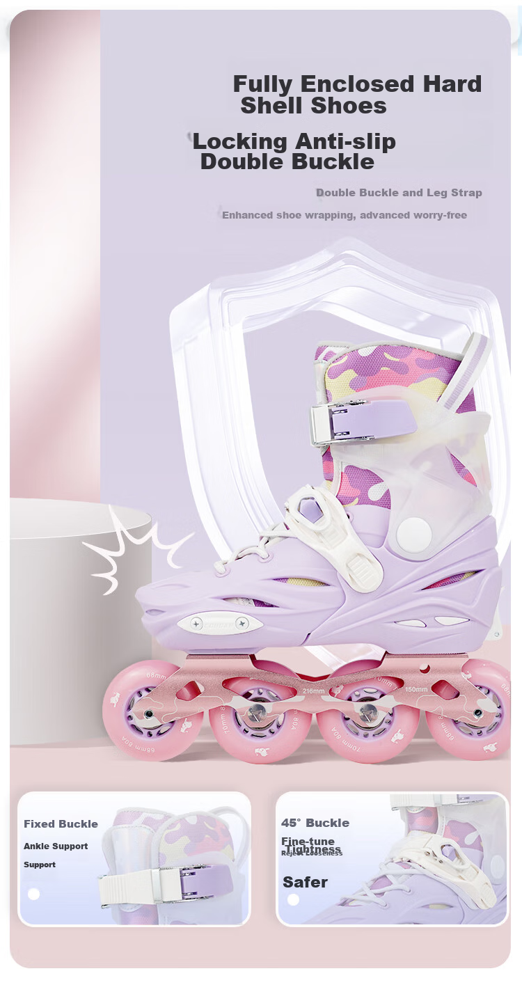 COUGAR Roller Skates for Children, Adjustable Boys And Girls Set, Inline Skates Professional Flat Roller Skates MZS321 Dream 16