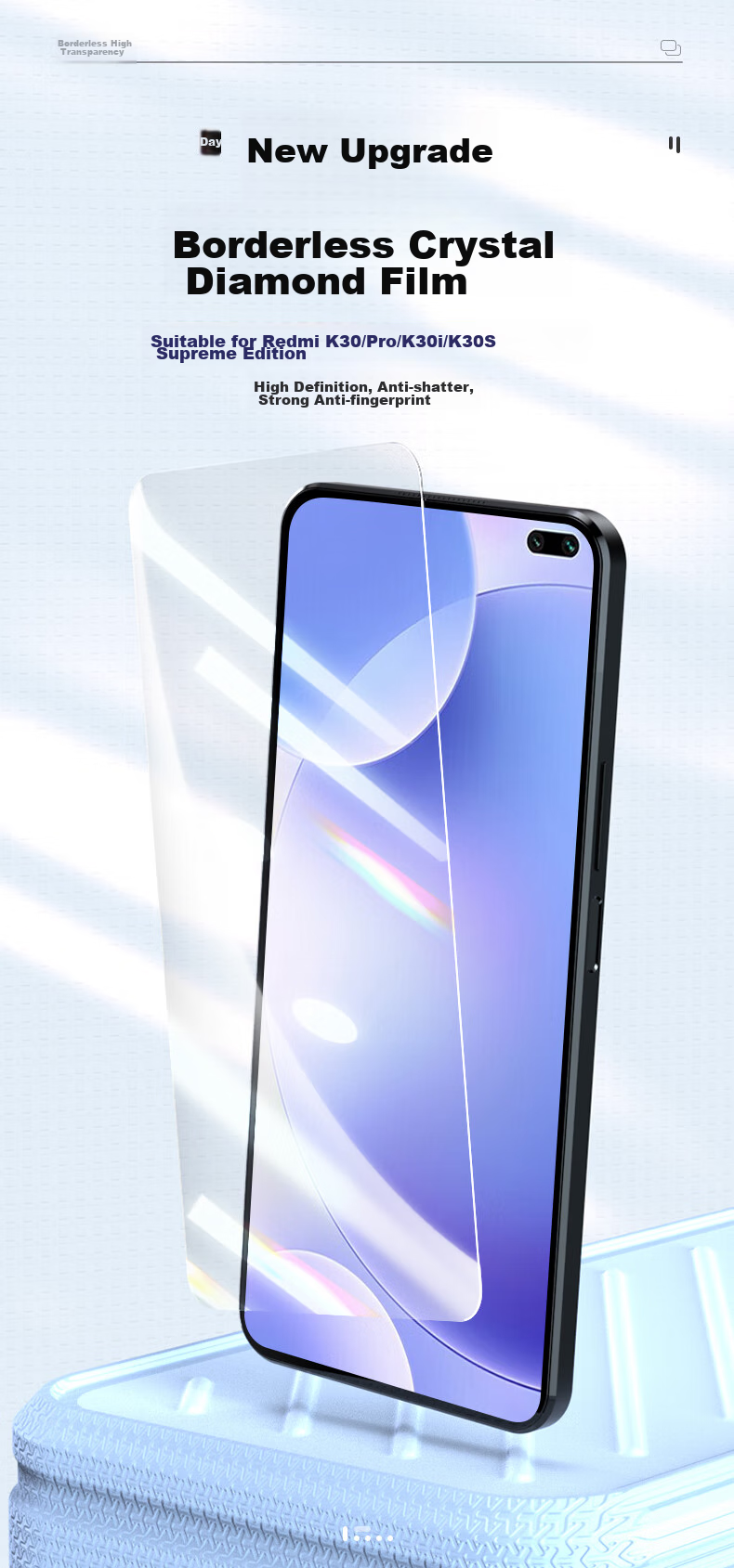 LLUNC [2-Pack] Tempered Glass Screen Protector for Redmi K30/K30s/Pro, Compatible with Redmi K30s Ultimate Edition And Commemorative Edition, Non-Full Screen Xiaomi Phone Film, HD Anti-Drop Protective Film 2