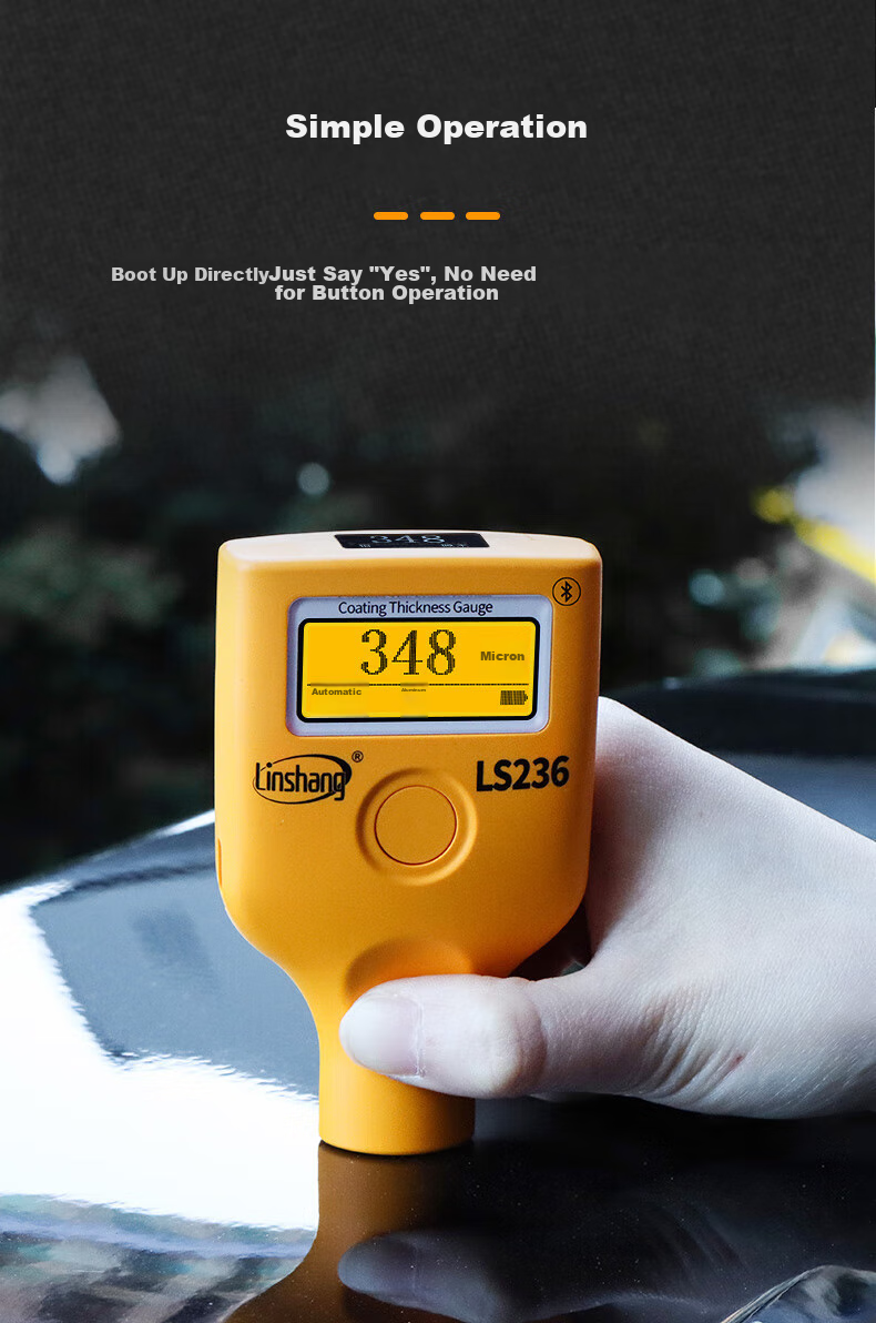 Linshang Bluetooth Rechargeable Paint Film Meter LS237, Used Car Iron Powder Putty Paint Surface Detector, Coating Thickness Gauge 18