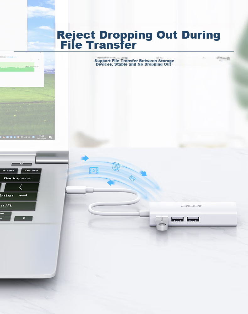 Acer Type-C to RJ45 Ethernet Adapter Hub Converter, Network Port Expansion Dock for Laptops And Desktops, Ethernet Port Expansion Dock for Windows 8/10 6