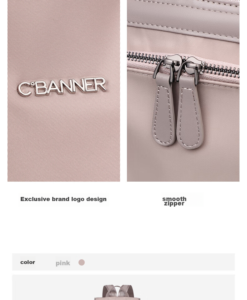 C.BANNER Backpack for Women, Large Capacity Travel Bag, Fashionable Simple Bookbag, Light Luxury High-Value Shoulder Bag, Practical Commuter Bag 5