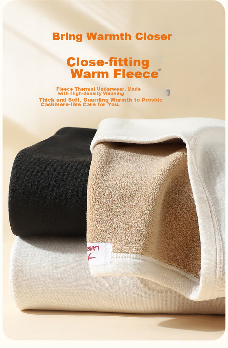 LangSha Lambswool Thermal Underwear for Women, Thickened Fleece-Lined Base Layer Top And Bottom Set for Autumn And Winter, Black 7