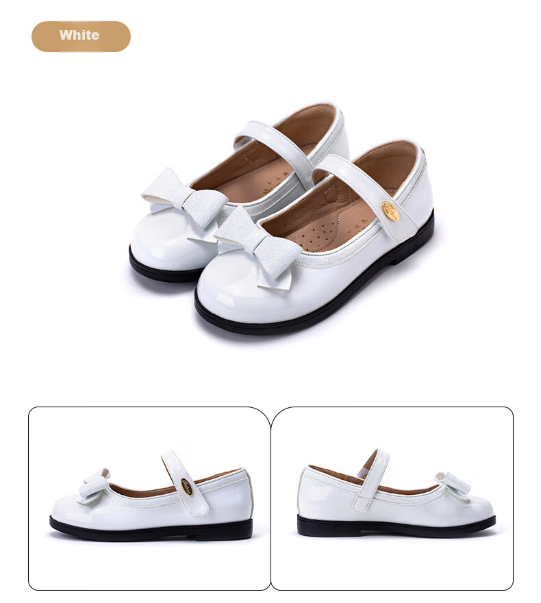 Follow Me Girls' Leather Shoes, Children's Princess Shoes, Patent Leather Soft Sole Performance Shoes, Children's Flats, Square-Toe Leather Shoes, Lotus Pink, Size 36 18