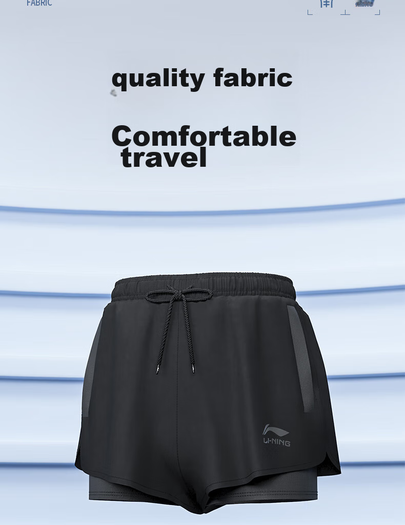 Li-Ning Swimming Trunks for Men, Double-Layer Anti-Embarrassment, Suitable for Both Water And Land Use, Swimming Goggles, Swim Cap, Swimsuit, Men's Set, 810 Black, 3XL 4
