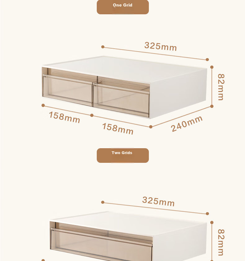 Deli Combination Drawer Storage Box, Dormitory Bedroom, Desktop Compartment Organizer Stackable, White, PK112 19