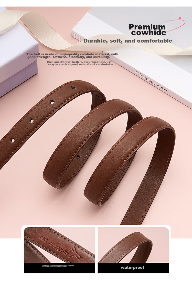 RED DRAGONFLY 2026 New Genuine Leather Belt, Women's Waistband, Fashionable Slim Waist Pants, Birthday Gift for Mom, Comes with Gift Box 3