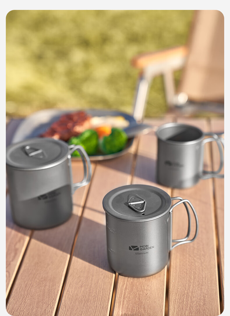 MOBIGARDEN Titanium Cup, Outdoor Camping Picnic Lightweight Portable Boiling Water Titanium Cup Water Bottle 300ml NX20666038 Titanium Color 16