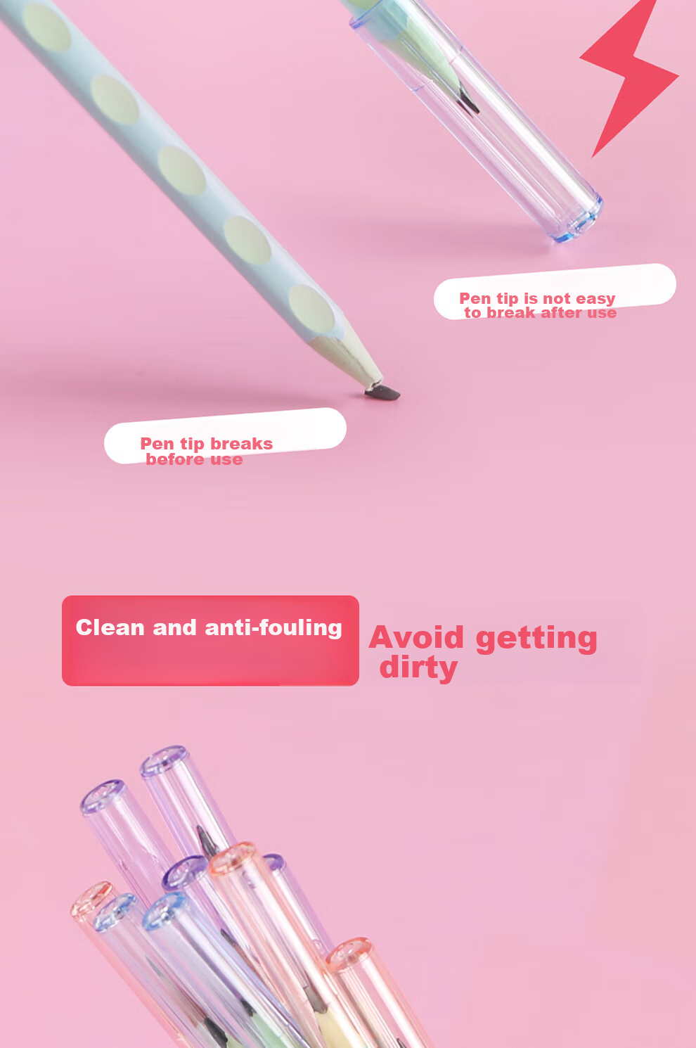 M&G Transparent Colored Series Pencil Extenders for Elementary School Students, Pencil Tip Protectors, Back-To Stationery ABT984C7 5 Packs 4