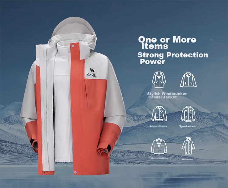 CAMEL Outdoor Functional Jacket for Men And Women, Three-In Detachable Windproof Waterproof Mountaineering Coat A14CAFO779 16