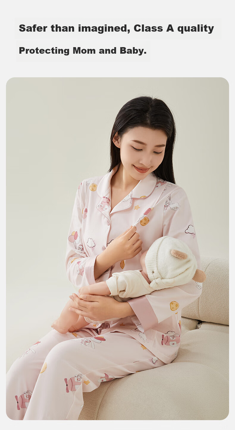 October Crystals Breathable Maternity Pajamas Postpartum Nursing Homewear Set Pear Goose Size M 8