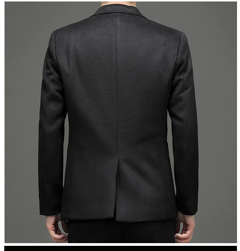 ROMON Men's Wool Suit Autumn Winter Business Casual Woolen Coat Single Blazer XF51 Gray 4XL 7