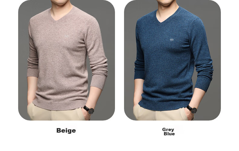 Hengyuanxiang Men's Thick 100% Pure Wool Sweater, Autumn And Winter Solid Color Casual Base Layer Knit Pullover for Young And Middle-Aged Me 13