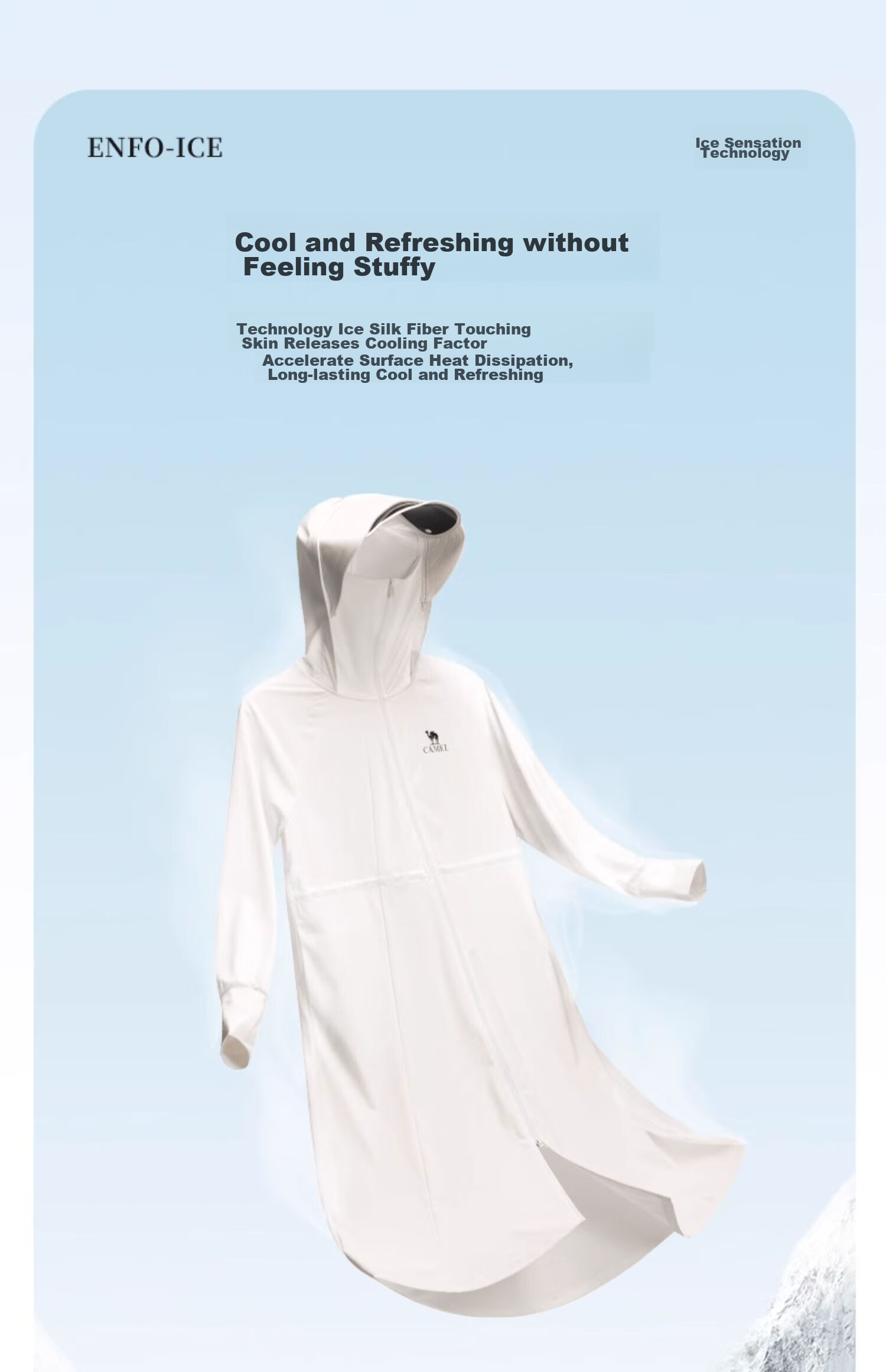 CAMEL [Muguang] Cool White Outdoor Sun Protection Long UV-Resistant Cooling Sun Protection Clothing 8