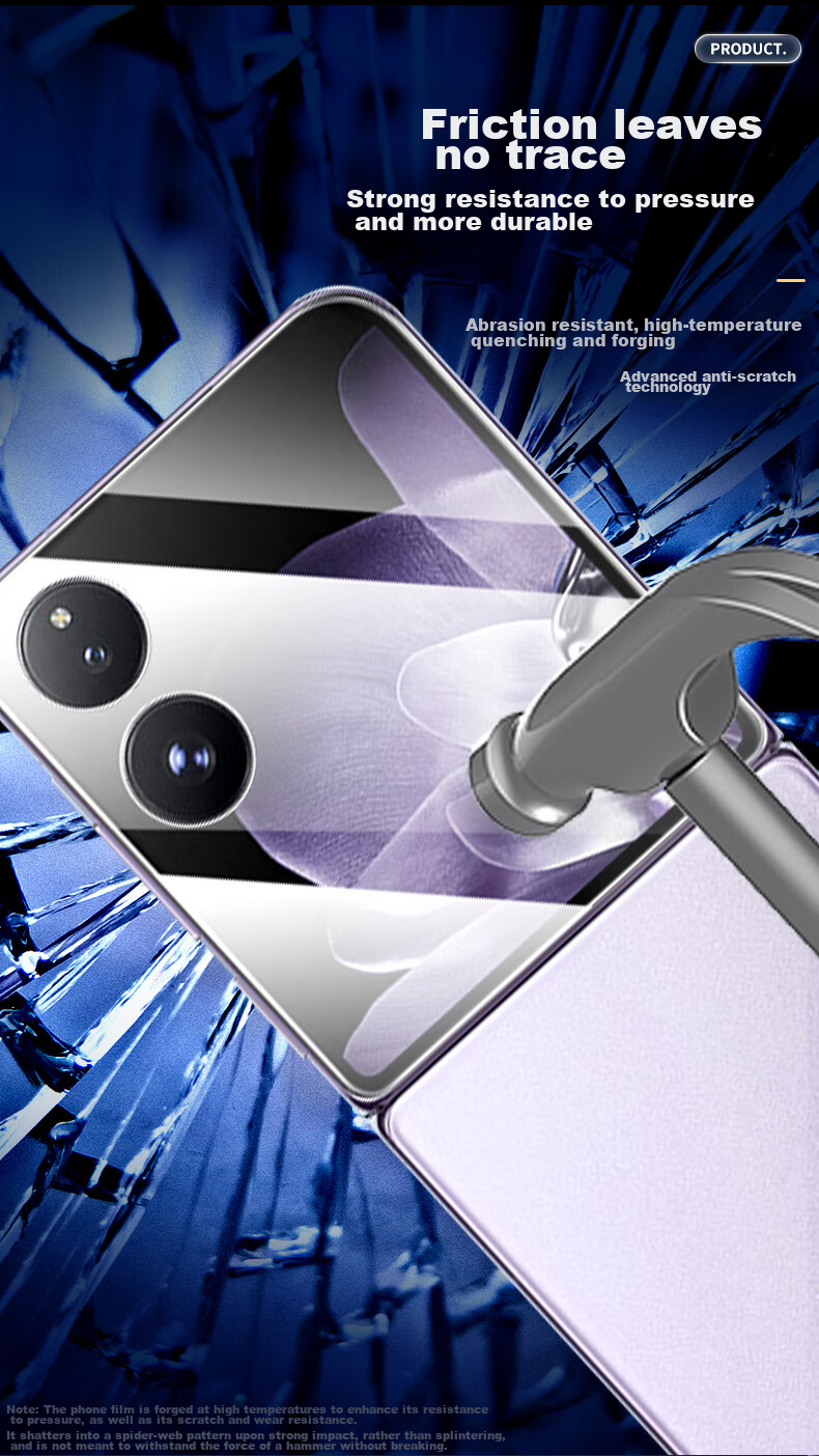Smorss [2 Pieces] Privacy Screen Protector for Xiaomi MIX Flip/MIX Flip2, Tempered Glass Film for Outer Screen, Foldable Phone Film, High Definition Glass Anti-Scratch Wear-Resistant Anti-Fingerprint Front Protective Film 4