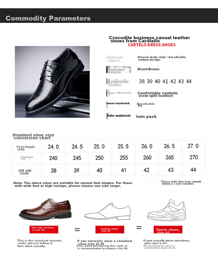 CARTELO British Men's Leather Shoes, Business Breathable Cowhide Formal Shoes, Office Low-Top Leather Shoes for Men 9274, Black, Size 38 5