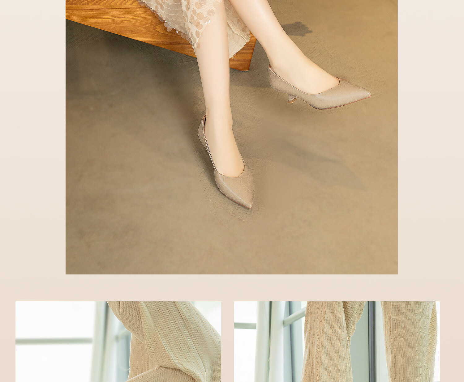 COMELY Elegant High Heels for Women, Spring And Summer New Black Commuter Women's Genuine Leather Pumps, Versatile And Comfortable, Apricot Color, Size 36 10