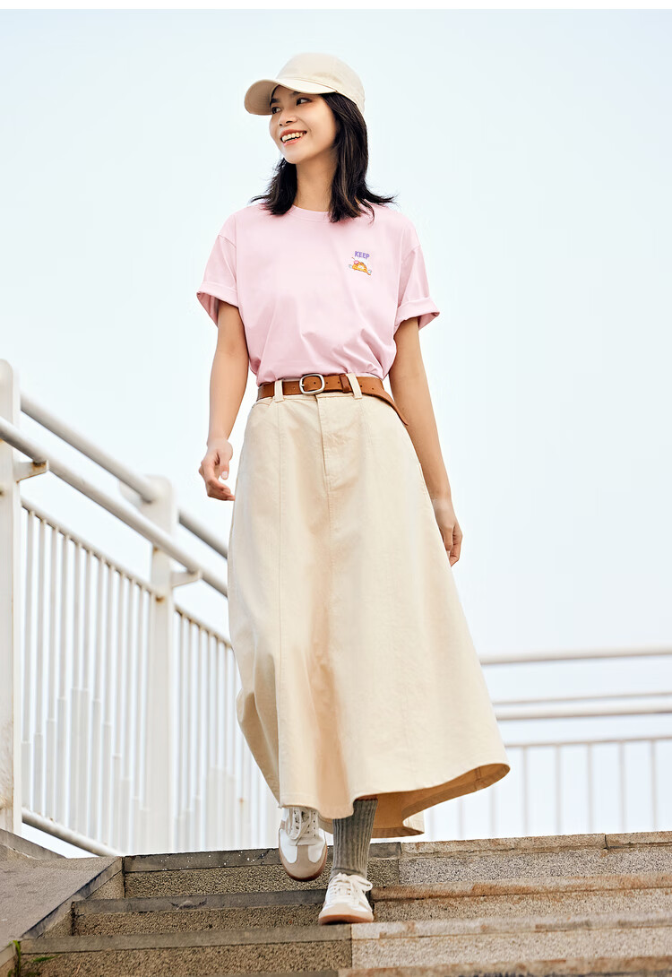 Semir [Colorful Cool-Touch T-Shirt] Women's Short-Sleeve Mid-Length Loose Comfortable Embroidered Top 109324100007 23