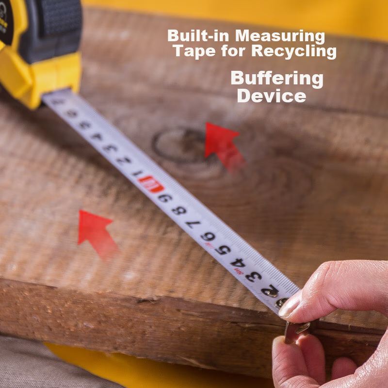Deli Tape Measure, Rubber-Coated Self-Locking Steel Tape Measure, Box Measuring Tape, Retractable Ruler, Meter Ruler, Construction Site Tape Measure, Cut-Resistant Hand Carpenter's Ruler, 5 Meters