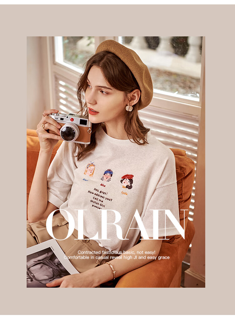 Olrain Women's Short Sleeve T-Shirt Summer Fun Pattern Fashion Simple Top White (New Batch) XL 1