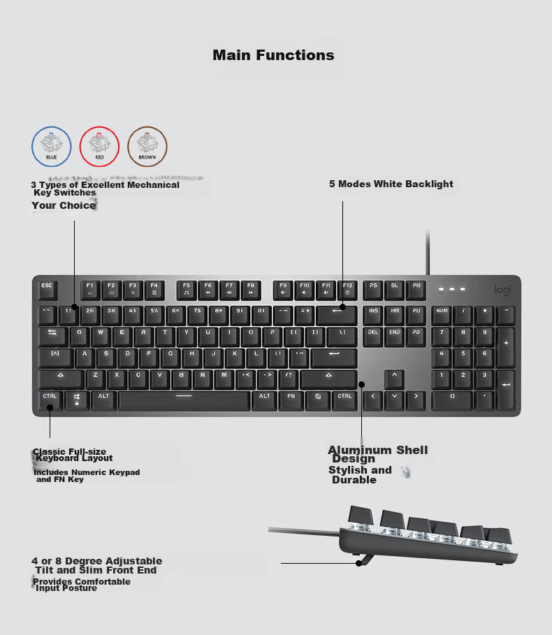 Logitech Lingyan Series K868, Tri-Mode Customizable Mechanical Keyboard, Wireless Keyboard, Bluetooth Keyboard, Customized Keyboard, White, 97 Keys 3
