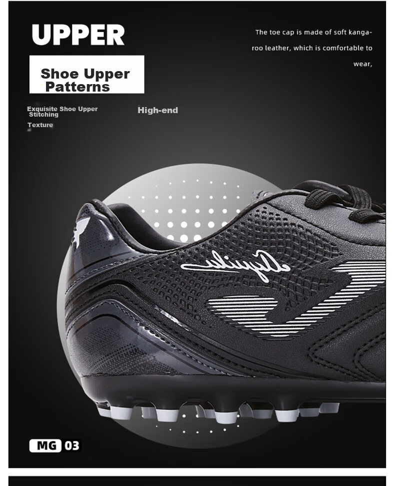 JOMA Adult Soccer Shoes for Men, Youth And Students, MG Short Studs Breathable Competition Football Training Shoes, Black, Size 43.5 5