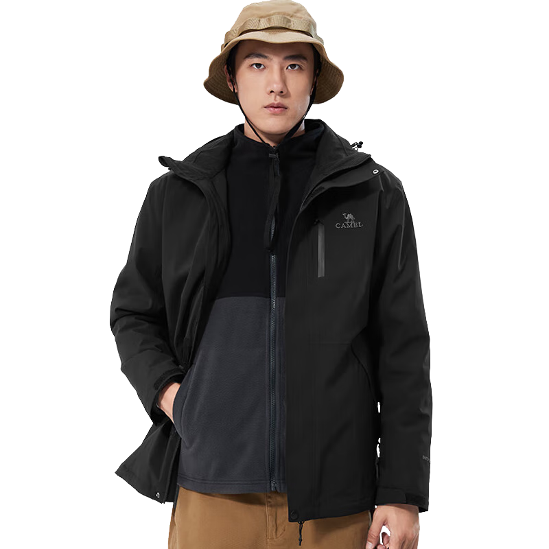 CAMEL CamelTex Outdoor Windproof Jacket, Unisex Oil-Resistant Coat, Three-In Mountaineering Suit S