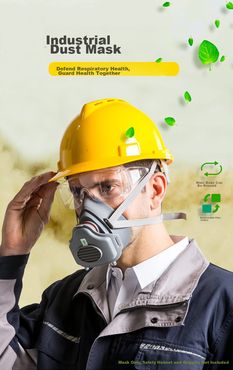 Baoweikang 3700 Dust Mask, KN95 Dust Mask, Breathable Industrial Dust Grinding Renovation Cement Coal Mine Special Mask, Labor Protection Woodworking Anti-Dust Face Mask (1 Set + 1 Filter Cotton) 3